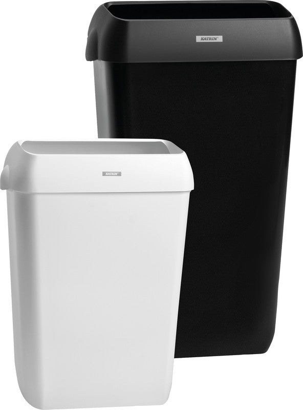 Katrin Abfallcontainer – 25 l – mit Deckel – Kunststoff, weiss – B × H × T 330 × 550 × 230 mm