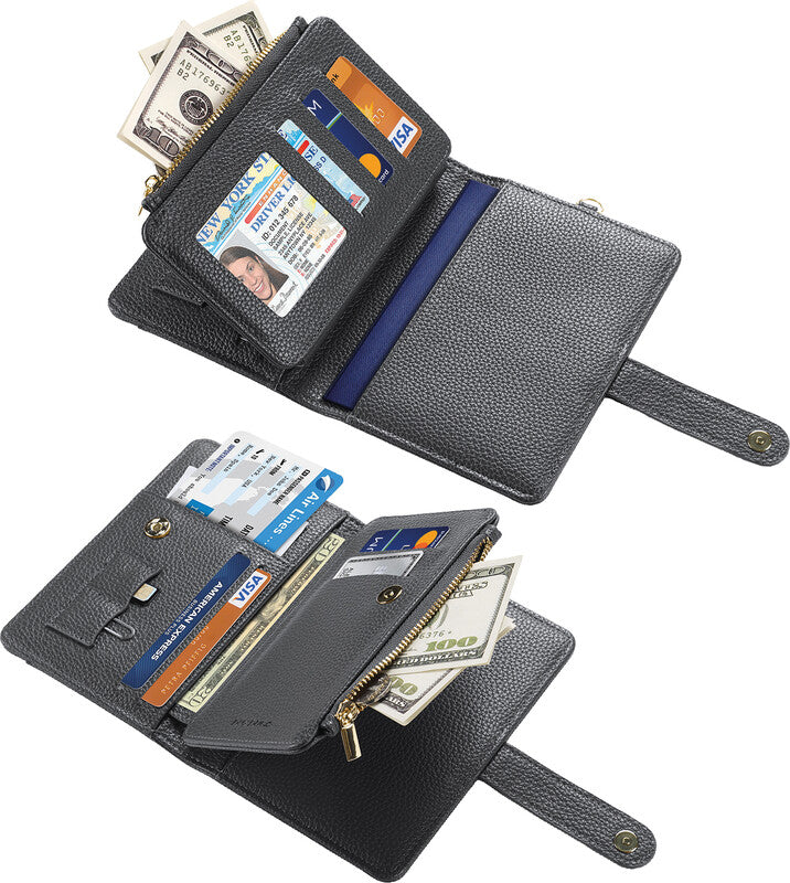 Dux Ducis Reissverschlusstasche – wasserabweisend, RFID, Leder, hellgrau