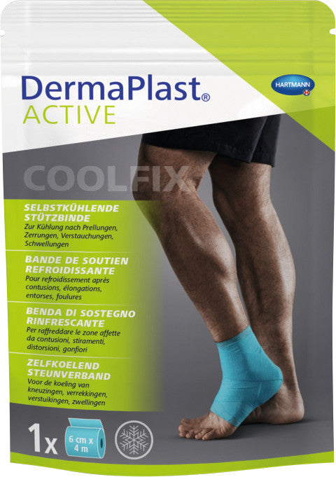 DermaPlast Stützbinde Active CoolFix – selbstkühlend, hautverträglich – blau – 60 × 4000 mm – 1 Rolle