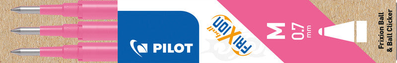 Pilot Rollerball-Mine für Ball, Clicker, LX + 1 weitere – pink, 0,7 mm, löschbar, geruchsarm, 3 Stk.