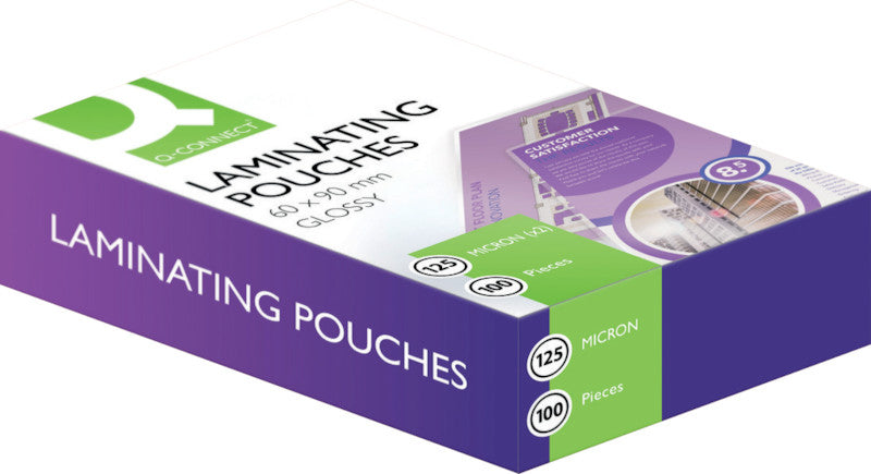Q-Connect Laminierfolien Visitenkarten 60 × 90 mm – 125 µm, glänzend, 100 Stück
