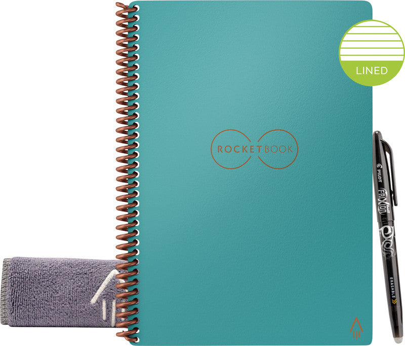 Rocketbook Spiralbuch, Spiralbindung, Hardcover, 36 Seiten, 90 g/m² – türkis, für Rocketbook App