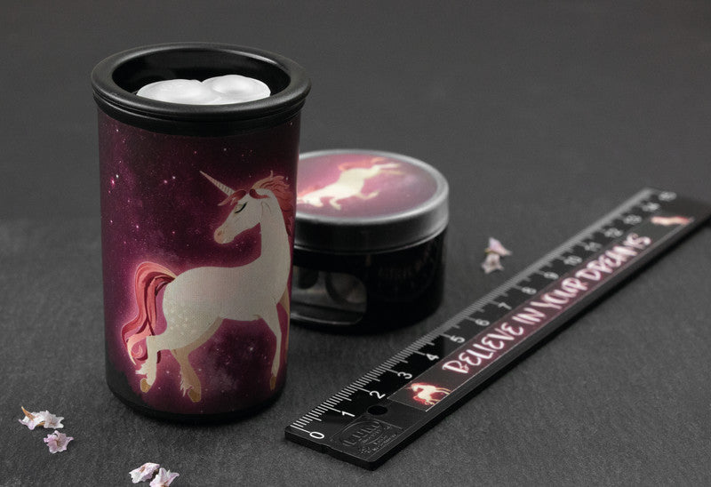 Kum Spitzer – manuell, 2-Loch, mit Behälter, für Blei- & Buntstifte Ø 8 & 11 mm, Kunststoff, Unicorn, schwarz