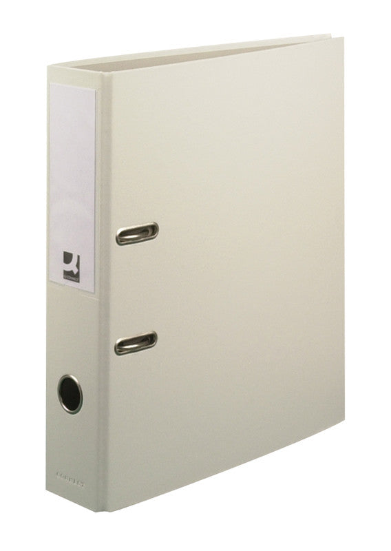 Q-connect Ordner – A4 hoch – 2-Ring Hebelmechanik, Rücken 70 mm – weiss, mit Niederhalter, mit Griffloch