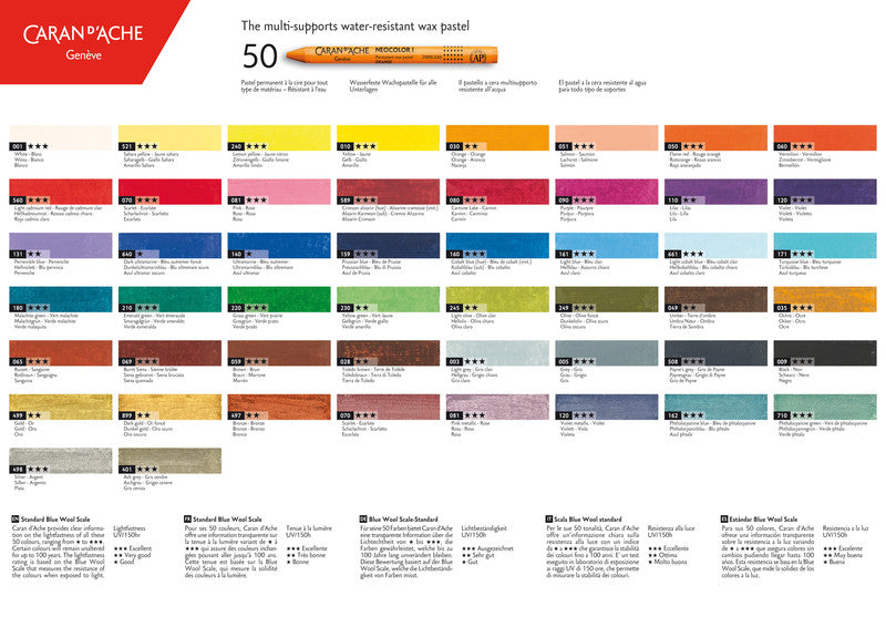 Caran d-Ache Caran d'Ache Neocolor I Farbstifte-Set – 15 Farben, Mine Ø 8,6 mm, Metallschachtel