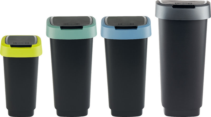 Rotho Abfallcontainer – 25 l – mit Deckel – Kunststoff, Horizon Blau – B × H × T 252 × 476 × 333 mm
