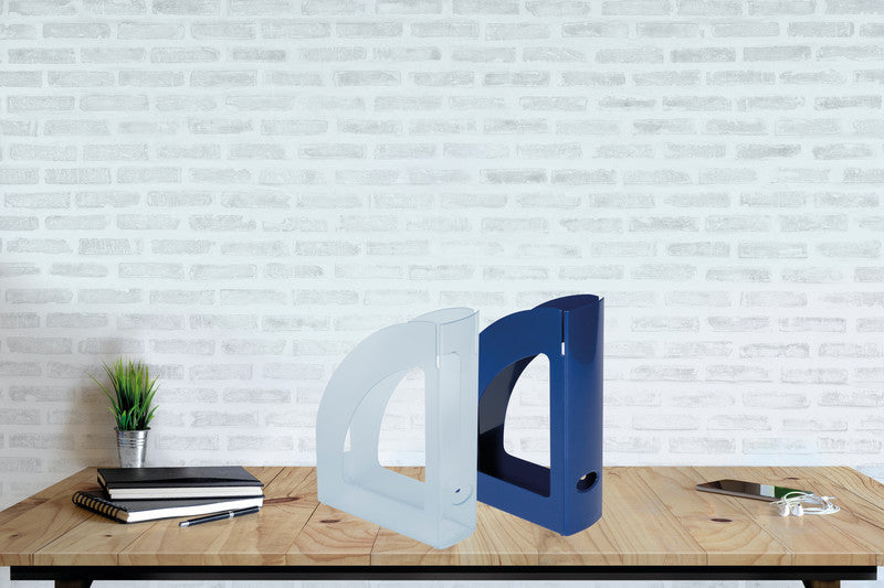 Q-Connect Stehsammler – für C4, mit Griffloch, 80 × 320 × 250 mm, Blau, Kunststoff