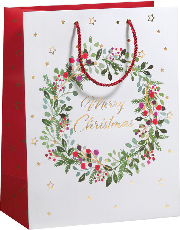 Zoewie Geschenktasche – Merry Christmas – Mattkaschiert, Hotfoil-Print, gedrehte Kordel – 260 × 335 × 135 mm
