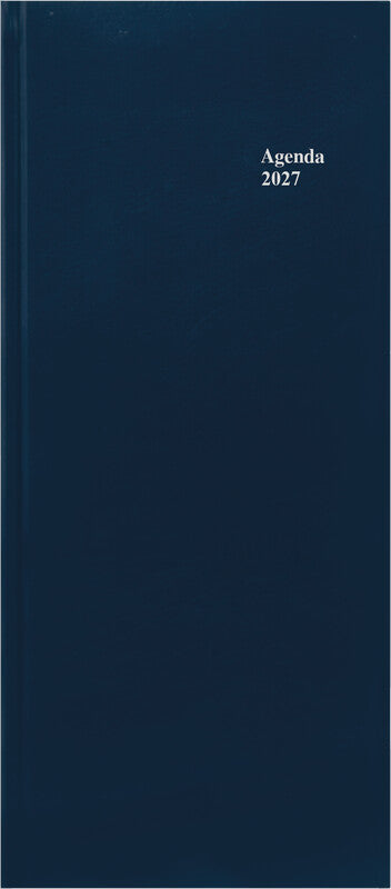 Simplex Agenda – 1 Tag pro Seite, gebunden, 13,5 × 31,5 cm, 2026, 1/2-Stunden-Takt, Blau, FSC