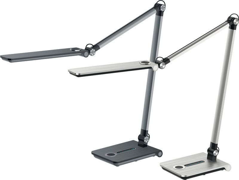 Hansa LED-Tischleuchte Wave – dreh-/neigbar, stufenlos dimmbar – 3000–5800 K – 450 lm 8,5 W – silber