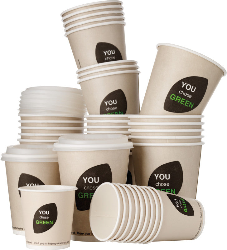 Duni ecoecho Papier-Trinkbecher (PLA-beschichtet), bedruckt – 2,4 dl, beige, 40 Stück