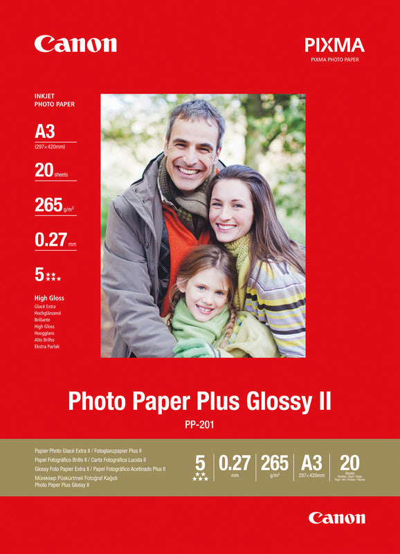 Canon Fotopapier – glänzend, A3, 265 g/m², 20 Blatt, einseitig – für Inkjet-Drucker