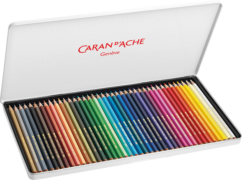 Caran d-Ache Caran d'Ache Aquarellfarbstifte Fancolor – 40 Farben, im Metalletui, Ø 2,8 mm, FSC