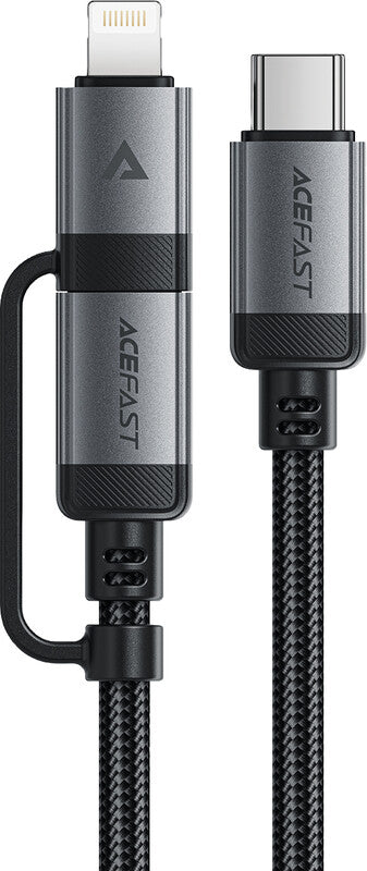 Acefast USB-C auf USB-C/Lightning Kabel – USB 2.0 (480 Mbit/s) – 1,2 m – PD 60 W – Schwarz