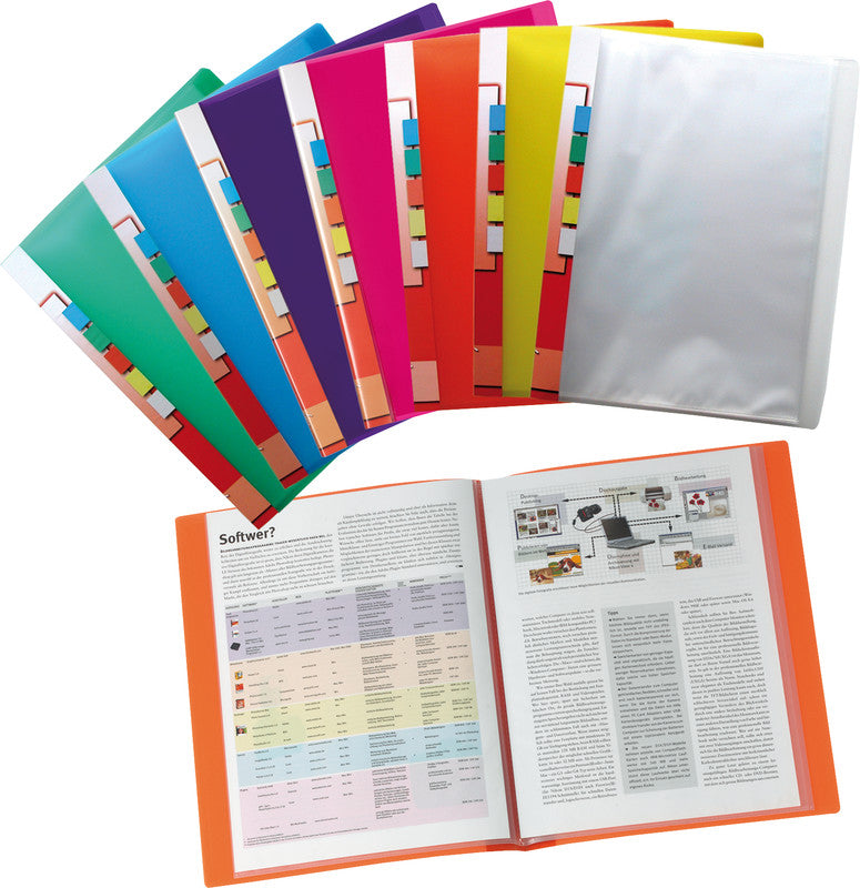 Kolma Sichtbuch – 20 Sichttaschen, A4, glatt, glänzend, orange, Kunststoff