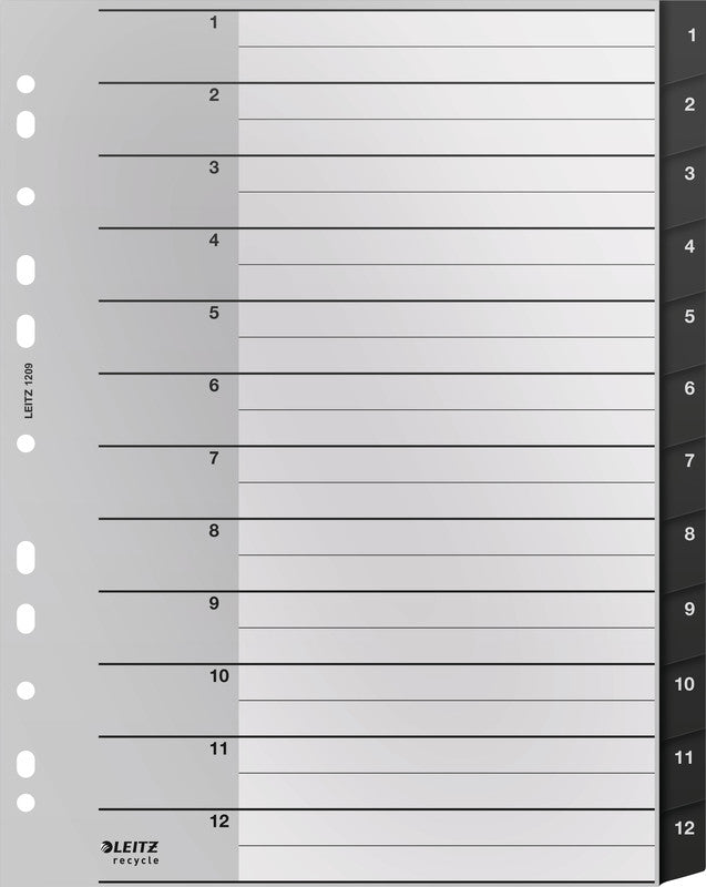 Leitz 12090000 Register – PP, schwarz, unbedruckt