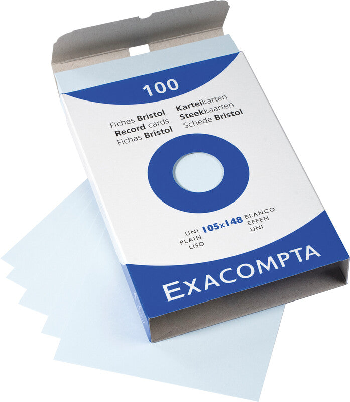 Exacompta Karteikarte A6 quer, blanko, blau, 205 g/m², Karteikarton – 100 Stück