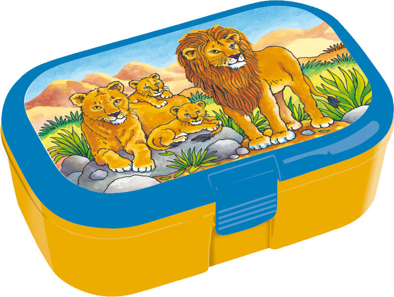Lutz Mauder Lunchbox – 1,2 l – mit herausnehmbarem Einsatz, Klickverschluss – PP – mehrfarbig (Motiv Löwen)