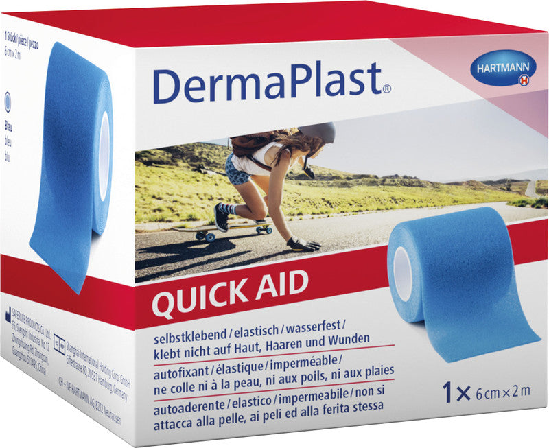 DermaPlast Wundverband – elastisch, wasserabweisend – blau – Schaumstoff – 60 × 2000 mm – 1 Rolle