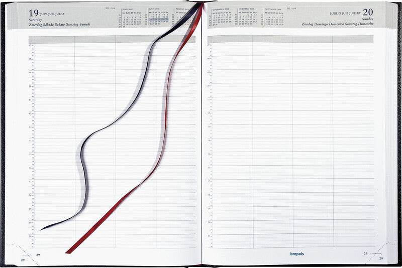 Brepols Bremax 1 Agenda – 1 Tag pro Seite, gebunden, 21 × 29 cm, 2026, 1/4-Stunden-Takt, Weinrot, FSC