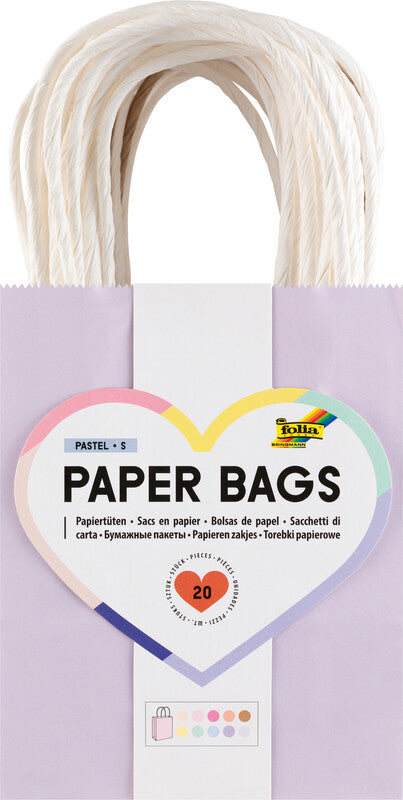 Folia Tragetasche – Papier – 10 Trendfarben, 20 Stk. – 120 × 150 × 55 mm