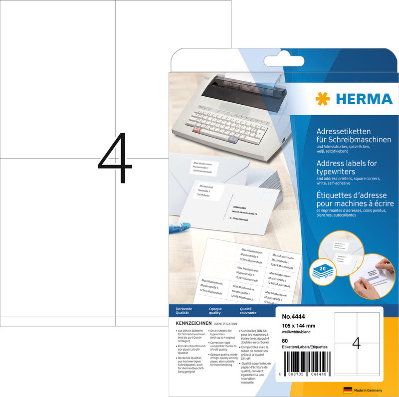 HERMA Adressetiketten, korrigierbar – 80er-Pack