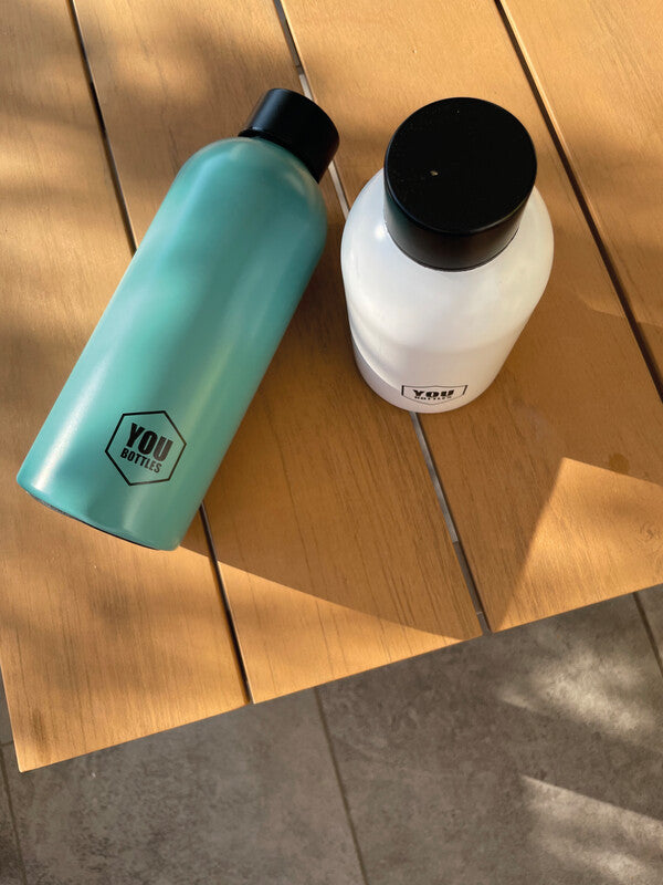 Youbottles Trinkflasche Dual – 5 dl – Edelstahl, isoliert, Schraubverschluss – Monochrome Weiss
