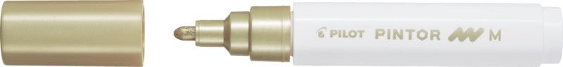 Pilot Pigmentmarker Pintor – Rundspitze 1,5-2,2 mm – Metallic Gold – Für dunkle Oberflächen geeignet