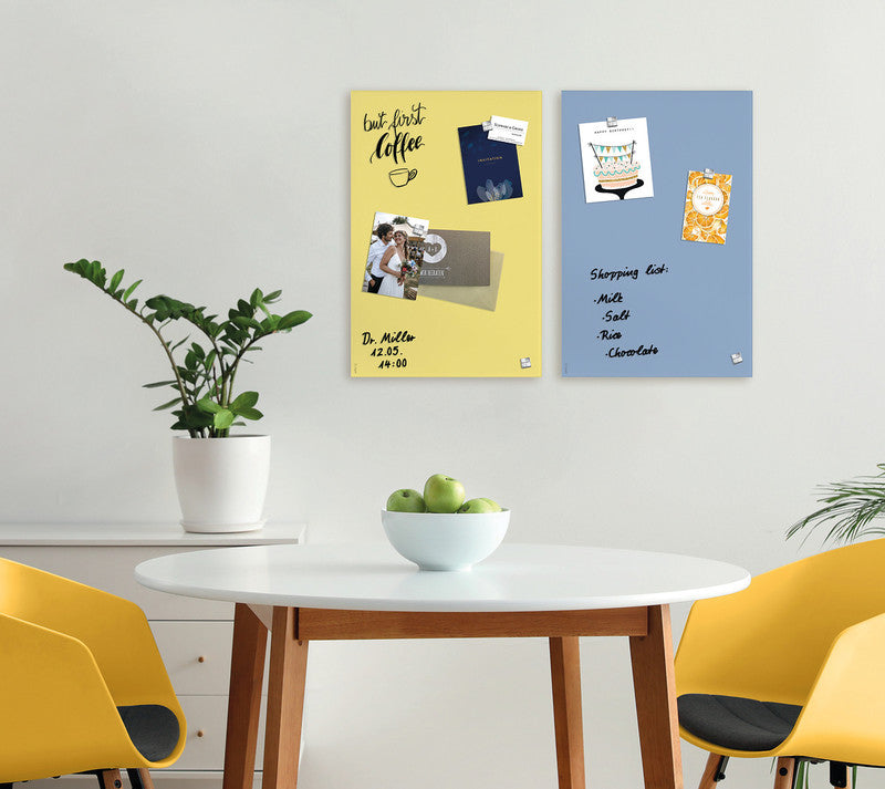 Sigel Whiteboard – 60 × 40 cm, Glas, magnetisch, Wandmontage, inkl. Montagesatz, Magnete