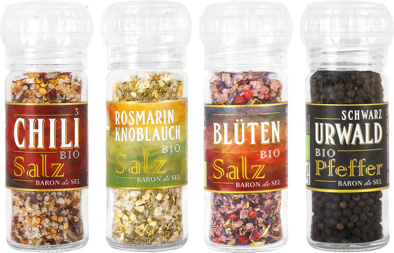 Baron de sel Bio-Gewürzmischung Blüten-Salz in Mühle – 70 g