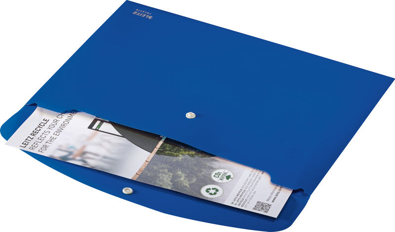 Leitz Dokumentenmappe A4 – Druckknopf, Kunststoff, Blau, bis 60 Blatt