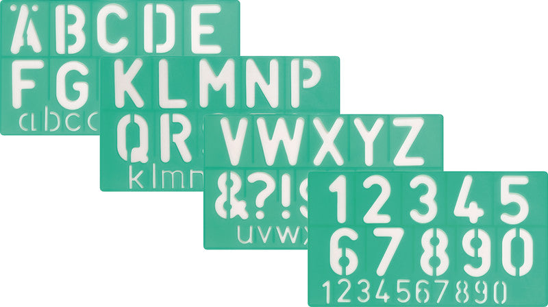 Linex Professionelle Schriftschablone – Zeichenhöhe 100 mm, 280 × 120 mm, Kunststoff, Grün