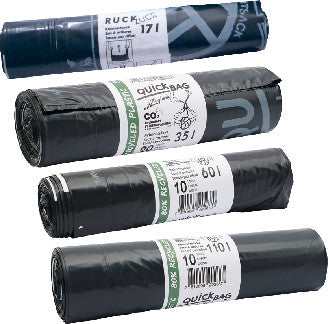 Kehrichtsack Quickbag OKS – 35 l, mit Zugband, schwarz, 49 µm, 20 Stk