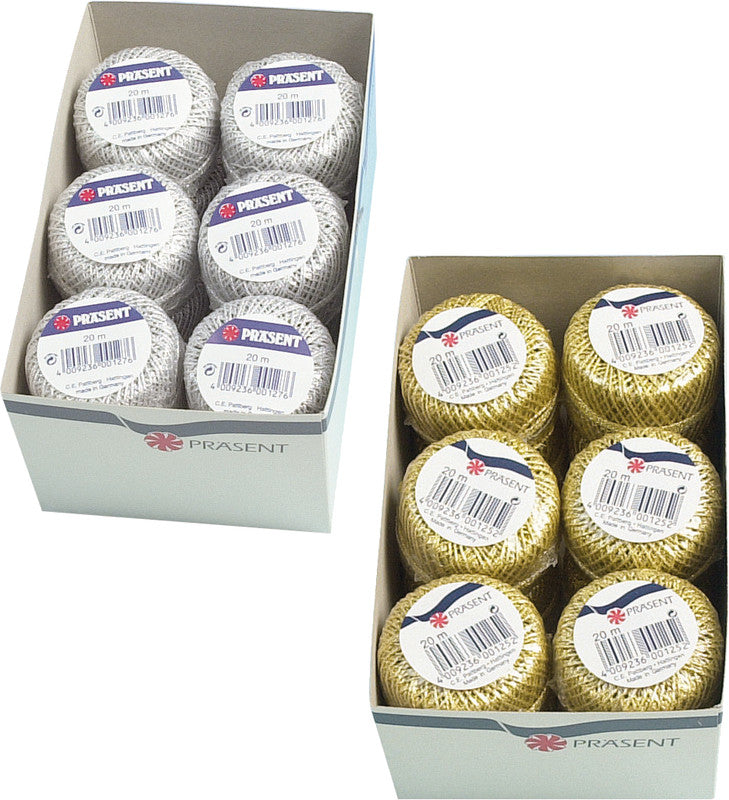 Präsent Kordel – Weihnachten – silber, Naturfasern – Ø 2 mm, 20 m