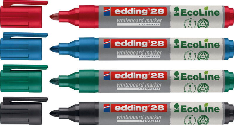 Edding Whiteboard-Marker 28 EcoLine – Rundspitze 1,5-3 mm – Blau – Trocken abwischbar