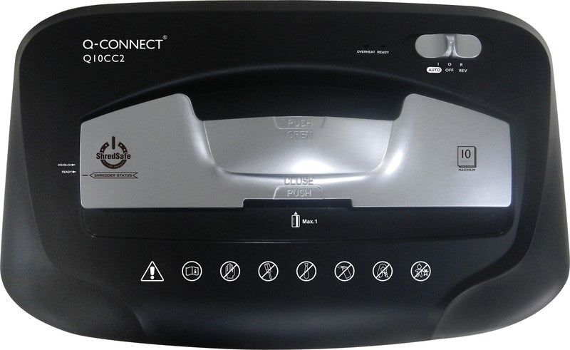 Q-Connect Q10CC2 – Aktenvernichter, DIN P-3, Partikelschnitt 5 × 51 mm, 10 Blatt, 16,5 l, A4