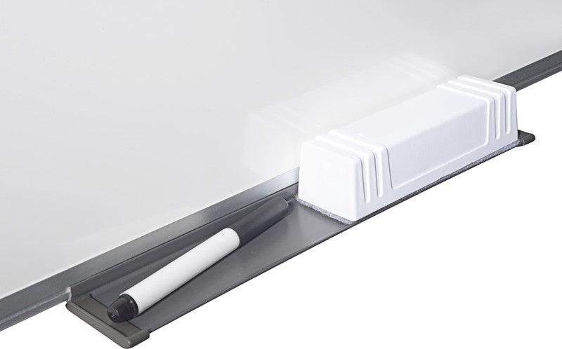 Q-connect Whiteboard – 180 × 90 cm, Emaille, magnetisch, Aluminiumrahmen, Wandmontage, inkl. Stifteablage