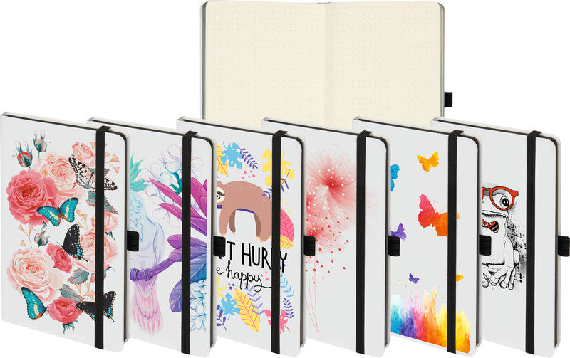 Biella Notizbuch White Trend 2021, punktkariert, Fadenheftung, 192 Seiten, 80 g/m² – mehrfarbig