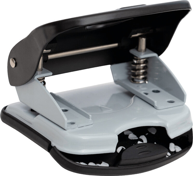 Q-CONNECT Bürolocher – 2-Loch, Lochabstand 80 mm, 30 Blatt, bis A4, Ø5,5 mm – Schwarz/Grau
