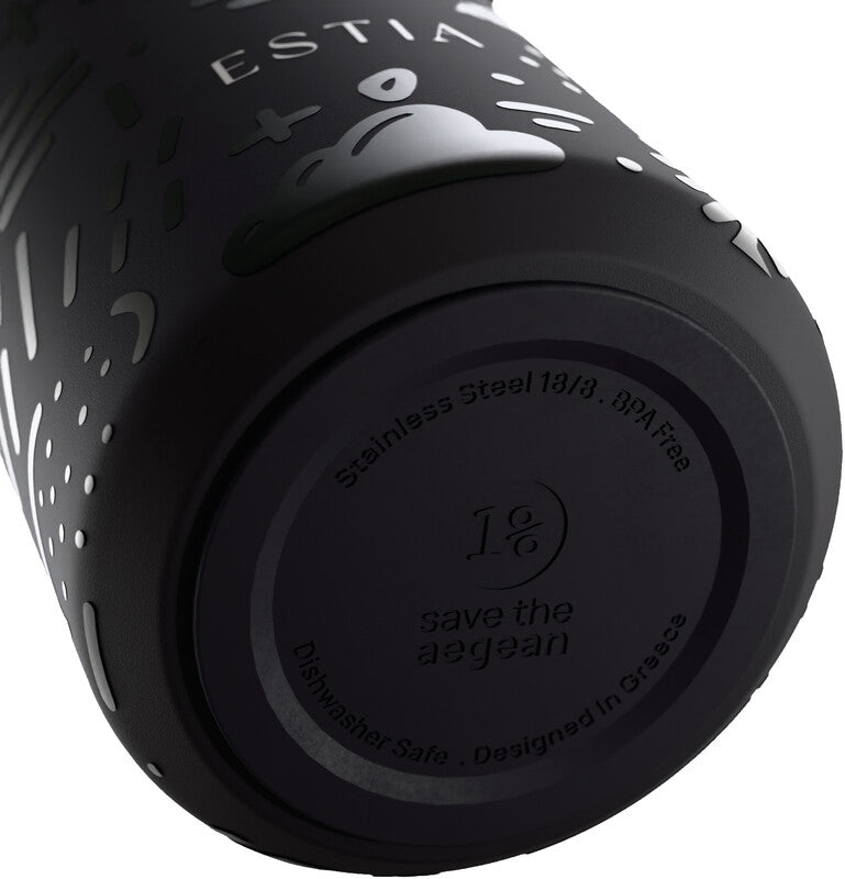 Estia Pulse Isolierflasche 500 ml – Doppelwandig 12 h Heiss/24 h Kalt, Edelstahl, mit Strohhalm