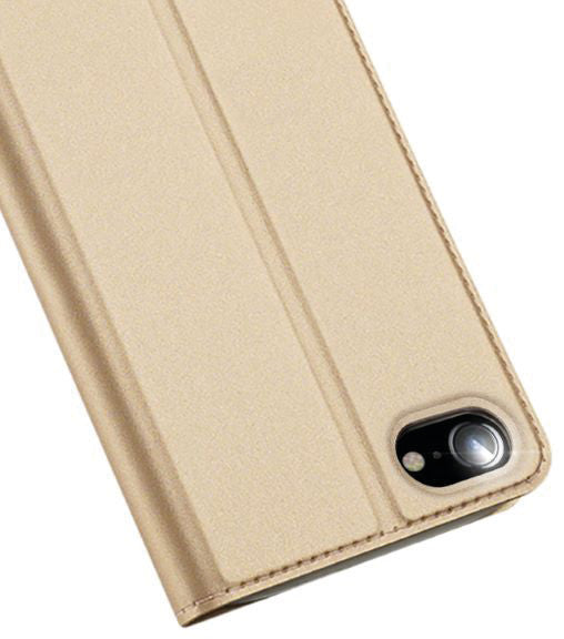 Dux Ducis Booklet-Hülle – für Apple iPhone SE (2020) – gold – Kunstleder – mit Kartenfach, Magnetverschluss