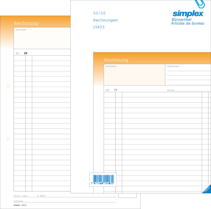 Simplex Formularblock – Rechnungen, Französisch, 50 Blatt, A5