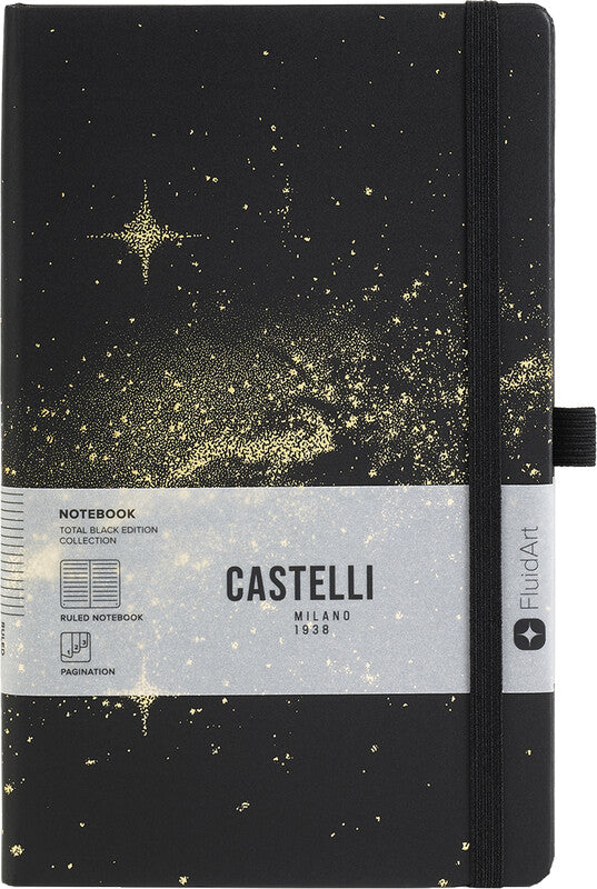 Castelli Notizbuch – A5 – Liniert – 192 Seiten – 80 g/m² – Gebunden, Gummiband, Stiftschlaufe, Mehrfarbig