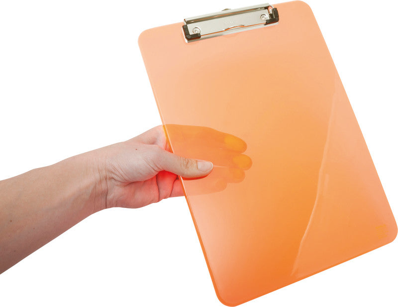 MAUL Klemmbrett A4 – Kunststoff, Aufhängevorrichtung, Orange Transparent