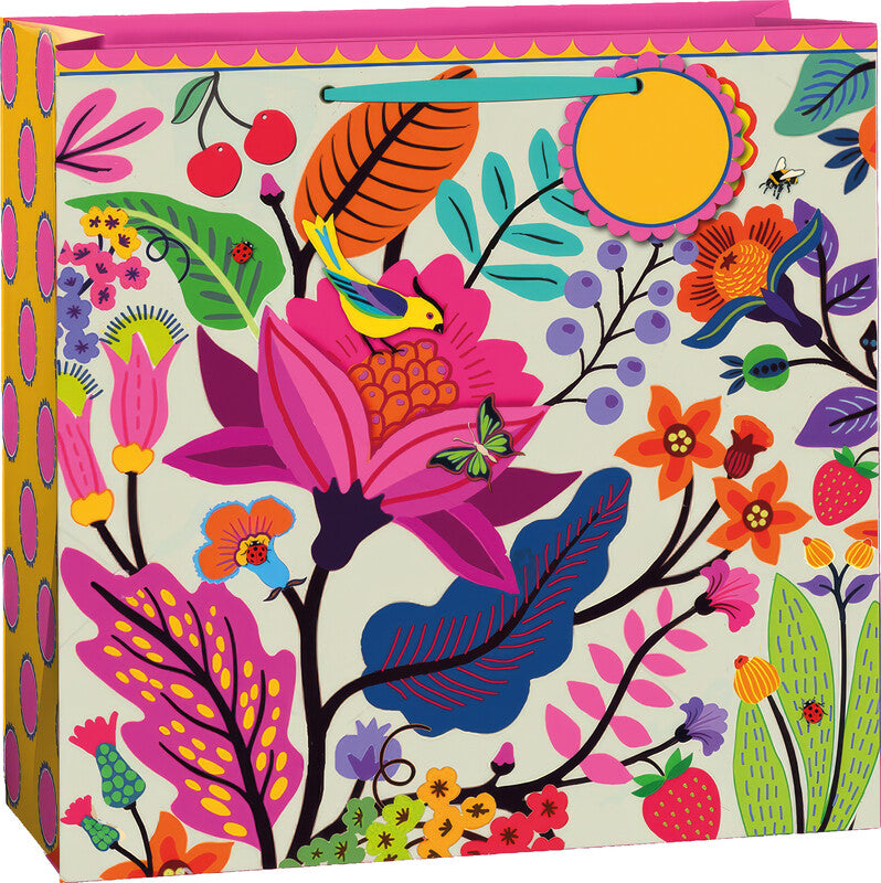 The unique Geschenktasche 'Secret Garden' – 33 × 15 × 33 cm, Papier, mit Kordel, mehrfarbig