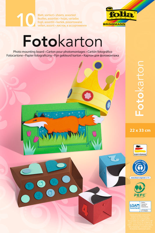 Folia Fotokartonblock – A3 – 300 g/m² – sortiert – 10 Blatt