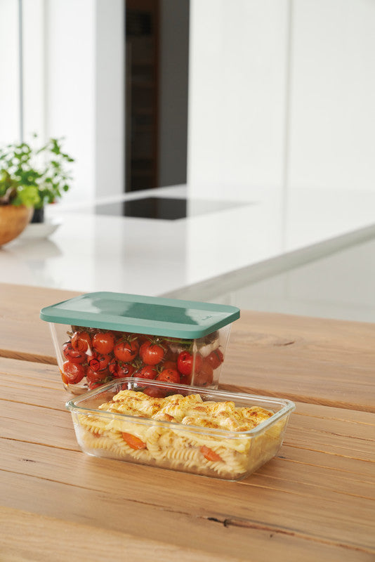 Rotho Glasbehälter – 1,1 l, Borosilikatglas, transparent, spülmaschinenfest, mikrowellengeeignet