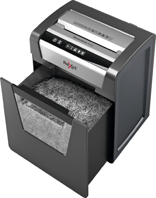 Rexel Momentum X415 – Aktenvernichter, DIN P-4, Partikelschnitt 4 × 40 mm, 15 Blatt, 23 l, A4