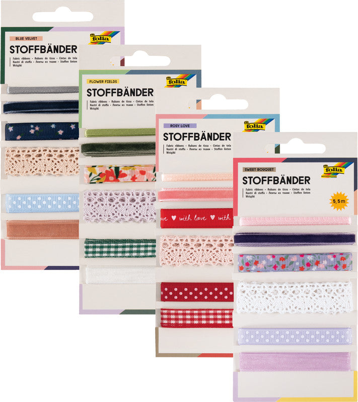 Folia Stoffbänder – Mehrfarbig – 5,5 m, 6 Stück
