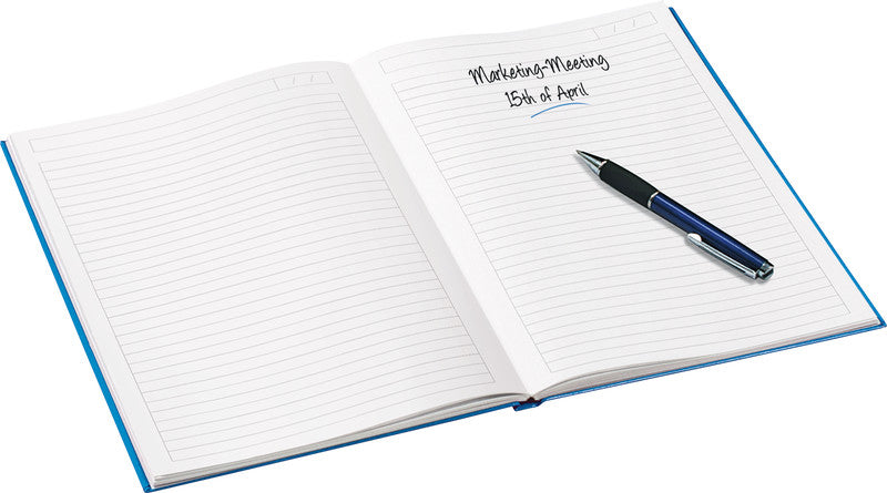 Leitz Notizbuch A4, liniert, Fadenheftung, Karton, 160 Seiten, 90 g/m² – blau